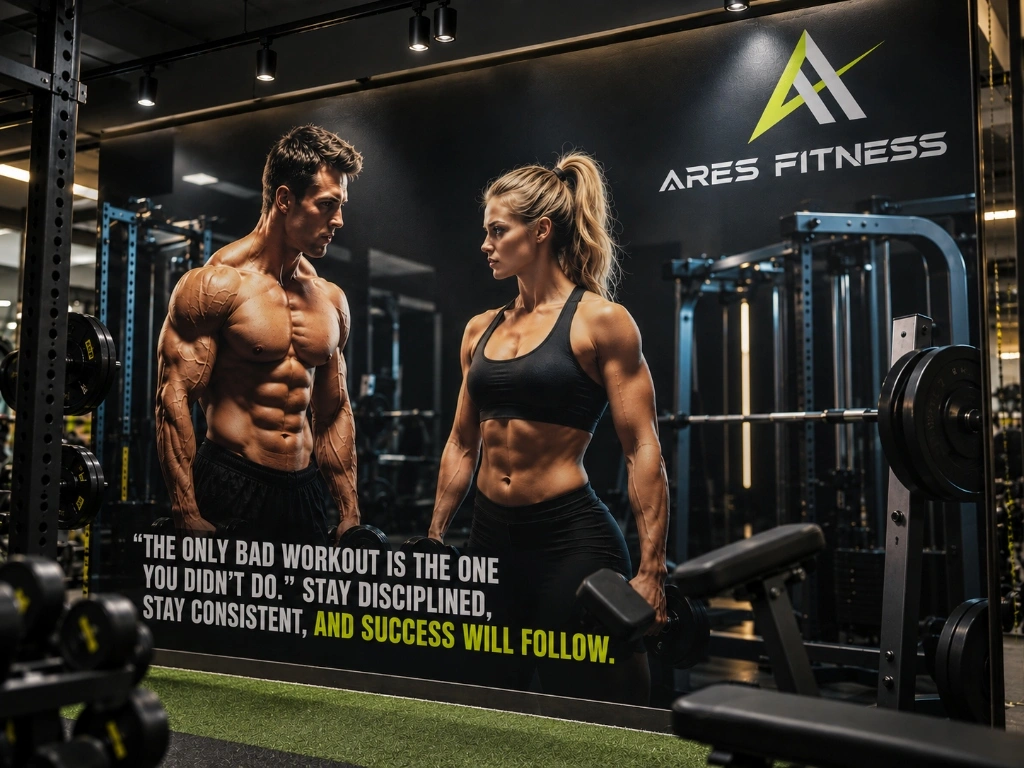 Ares Fitness Athletic Training Mural and Athletes
